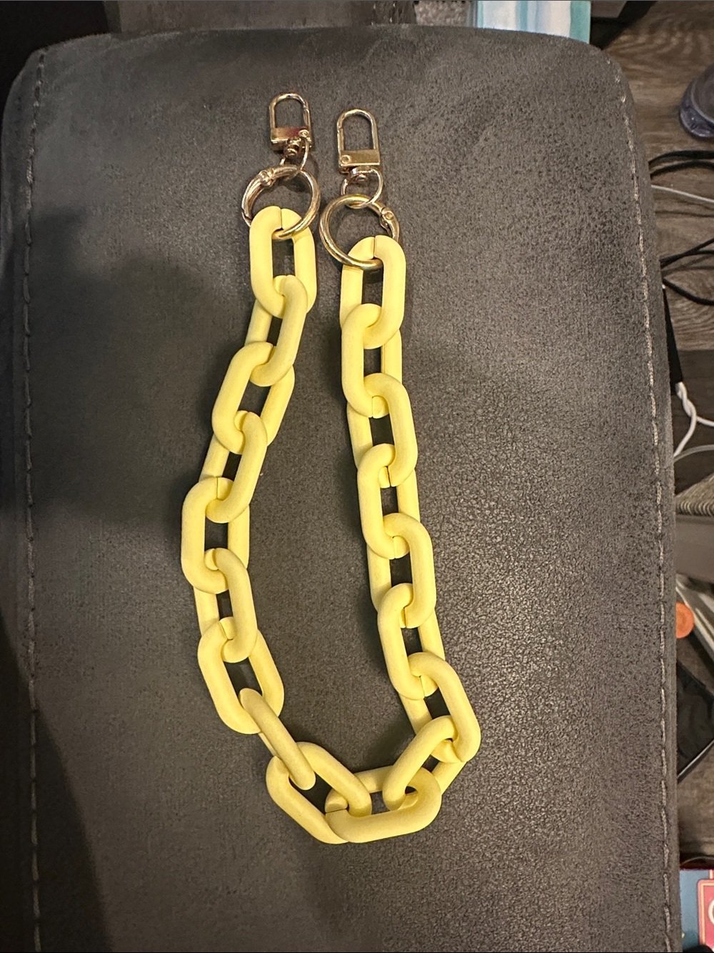 Pale yellow chain bag accessory